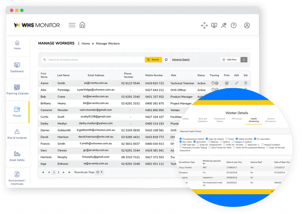 HR manage workers health monitoring