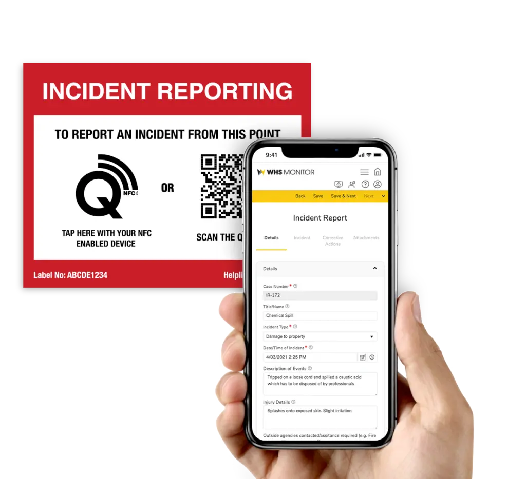 WHS Monitor Incident Reporting Q-tap label